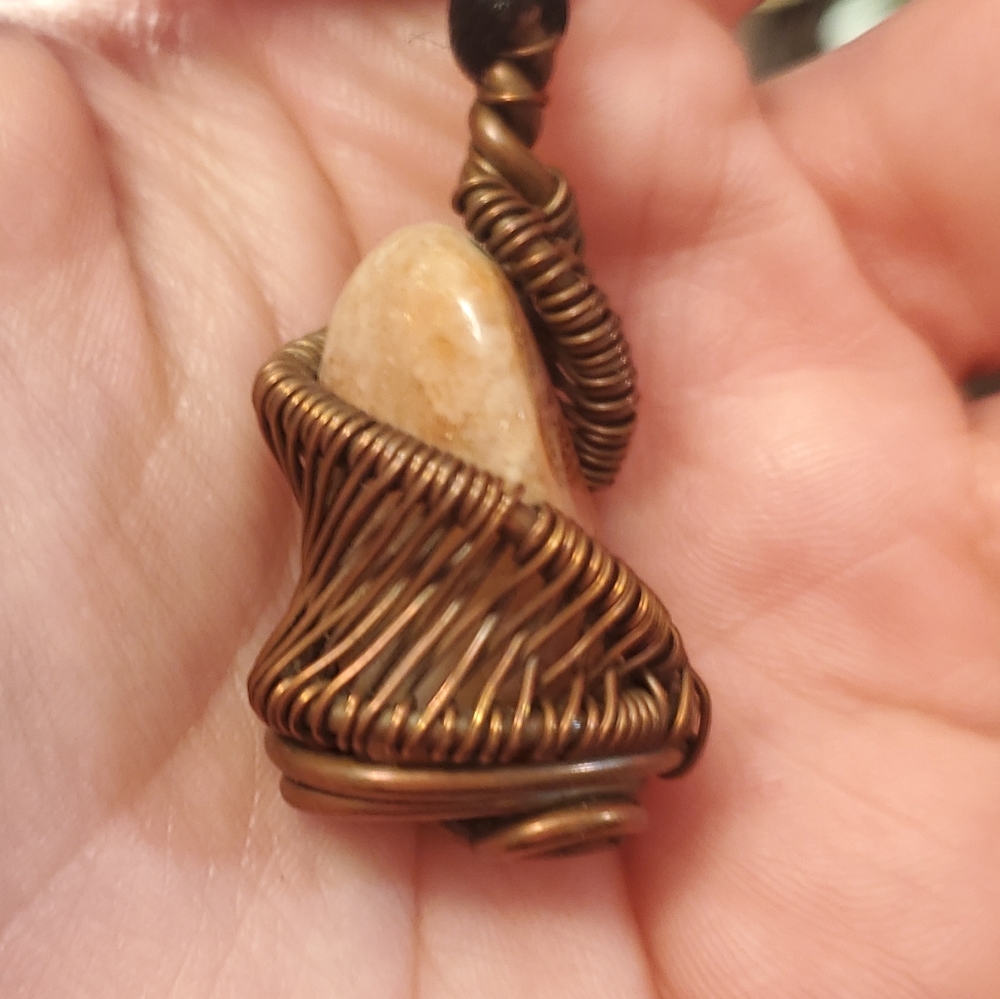 Hand Made Sunstone wire wrap pendant